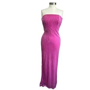 Jessica McClintock Gunne Sax Pink Glitter Strapless Vintage Prom Maxi 5